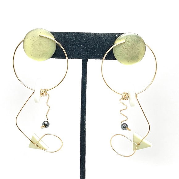 Vintage Mobile Style Modernist Geometric Earrings - Picture 3 of 14